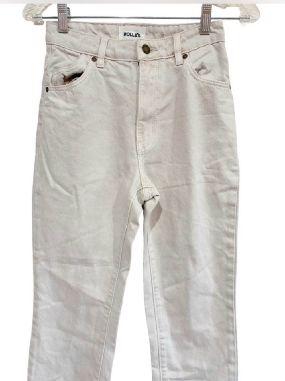 ROLLA'S High Rise Straight Jeans Cream - Picture 3 of 8